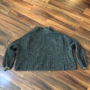 Pomandere Sweater Women 6 Gray/Gold Lightweight Italy Minimalist Crop Top Mohair